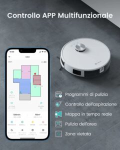 Lefant Robot Aspirapolvere M210-Pro con aspirazione 2200Pa, senza grovigli, ultra sottile, Wi-Fi/App/Alexa, ideale per peli di animali