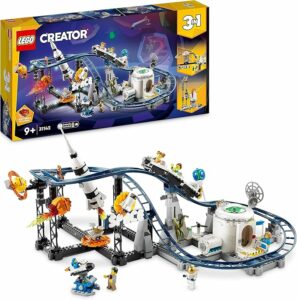 LEGO 31142 Creator 3in1, modellino di montagne russe spaziali e luna park da costruire, con razzo, pianeti e mattoncini luminosi 