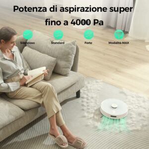 Redkey R10 Robot Aspirapolvere Lavapavimenti con Navigazione LiDAR e 4000Pa di aspirazione.