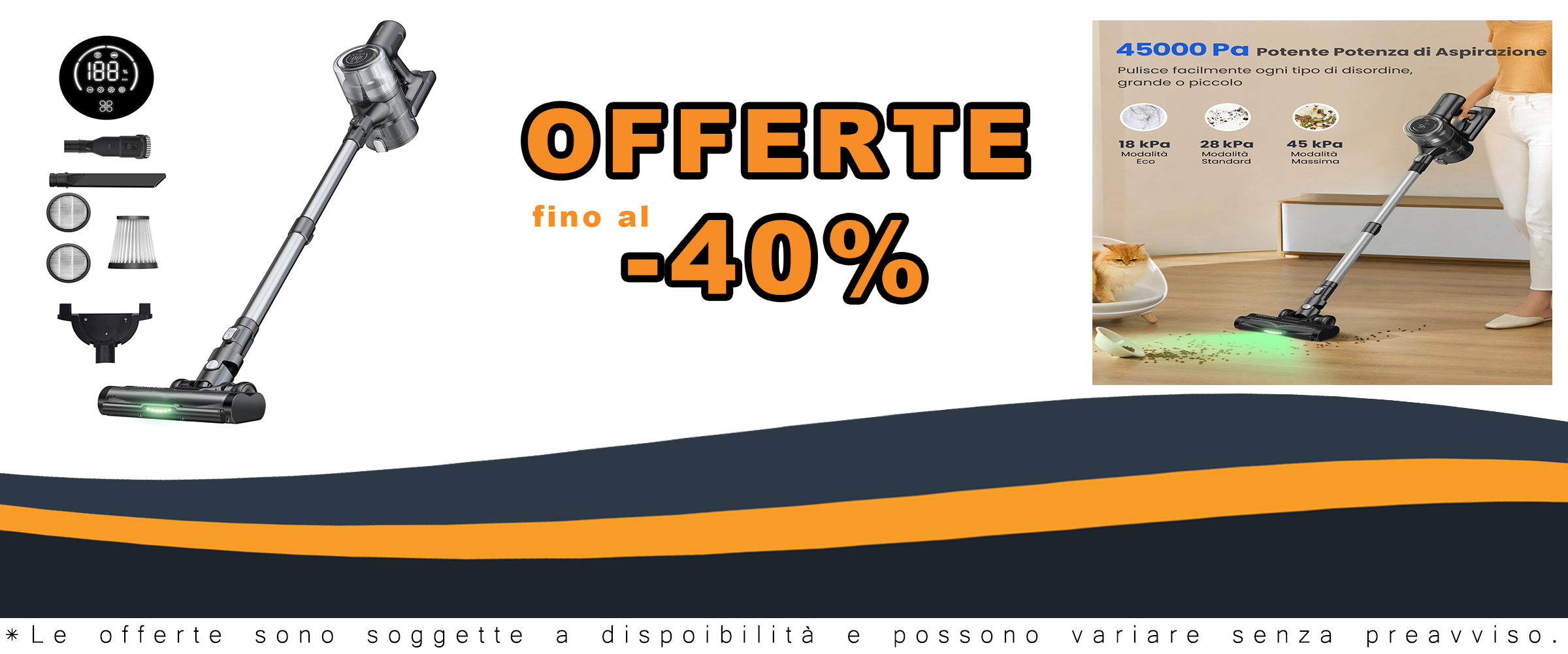 Scopa elettrica senza fili Proscenic P13 con 45KPA, ideale per pavimenti, tappeti e peli animali, ora disponibile con offerte e codici sconto.  