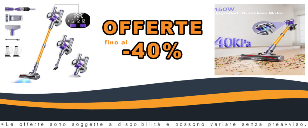 EUARY Aspirapolvere Senza Fili 40Kpa, potente e versatile per pulizia di pavimenti e tappeti con codici sconto e coupon disponibili.