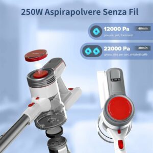 250W Aspirapolvere Senza Fili con batteria ricaricabile e autonomia di 40 minuti