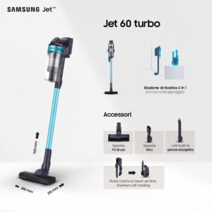 Samsung Aspirapolvere Senza Fili Jet™ 60 Turbo VS15A6031R1/ET in azione, potente e senza sacco  