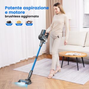 Aspirapolvere Senza Fili 6 in 1 con 26Kpa, batteria rimovibile e luci LED per una pulizia completa  