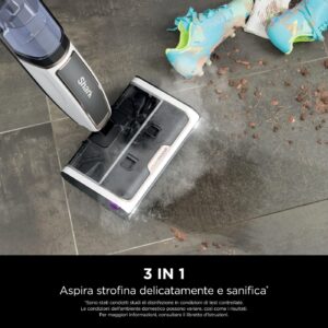 Shark SteamPickUp scopa a vapore per pavimenti duri, senza agenti chimici, con spazzola extra e base di stoccaggio