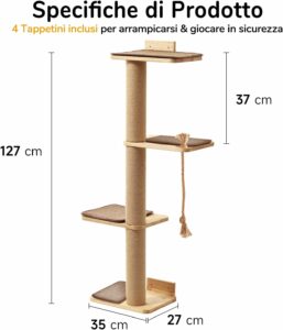 Tiragraffi FUKUMARU da parete: design salvaspazio per gatti  