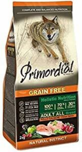 Primordial Crocchette Grain Free Pollo e Salmone da 12 Kg: cibo naturale e completo per cani