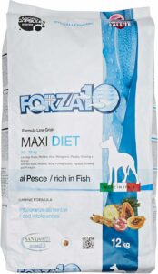 Forza10 Maxi Diet Canine Formula: cibo ipoallergenico per cani di taglia grande, con pesce come ingrediente principale.  