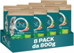 Crocchette PURINA ONE Bifensis Indoor Formula per gatti d’appartamento.