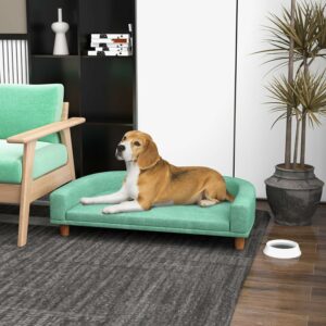 Divano per cani PawHut in poliestere verde chiaro con cuscino sfoderabile, elegante e pratico.  