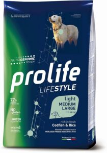 Prolife - Lifestyle Adult Medium/Large al Merluzzo e Riso da 12 kg per il benessere dei cani adulti di taglia media e grande  