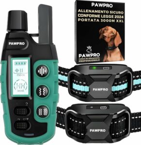 Collare PAWPRO per addestramento cani, portata XXL 3000m, conforme alla normativa 2024