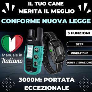 Collare PAWPRO per addestramento cani, portata XXL 3000m, conforme alla normativa 2024