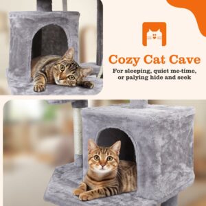 Albero per gatti Nobleza grigio, tiragraffi multilevel con piattine, grotte e corda sisal naturale