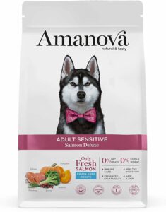 Cibo secco per cani adulti di taglia media o grande, gusto salmone, naturale e ipoallergenico  