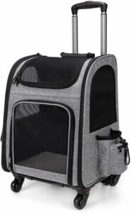 Trasportino per gatti con ruote, zaino trolley per cani e gatti, trasportino traspirante per animali, trasportino portatile fino a 15 kg, trasportino da viaggio con tasche.  