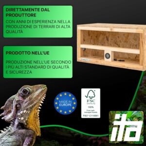 ITA Mini Terrario 60x30x30 cm con ventilazione laterale e igrometro integrato  