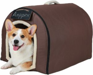 ANPPEX Casetta da interno per cani 2 in 1, cuccia chiusa e tappetino, marrone taglia XL  