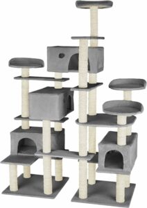 TecTake® Albero Tiragraffi per Gatti con 4 piattaforme e casette accoglienti in colore grigio  