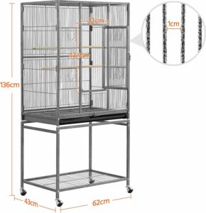 Gabbia voliera Yaheetech per pappagalli e inseparabili, grande, con piedistallo in metallo, adatta per interno ed esterno