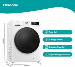 Hisense WFQA9014EVJM Lavatrice in bianco con funzione vapore