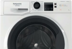 Immagine della lavatrice Hotpoint NF86WK IT con focus su design e funzionalità.  