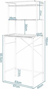 Scaffale sopra lavatrice EUGAD a 3 livelli con asta di sospensione, ideale per organizzare bagno e lavanderia.