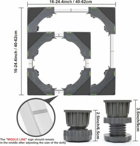 Carrello lavatrice regolabile, supporta 200KG, adatto a elettrodomestici