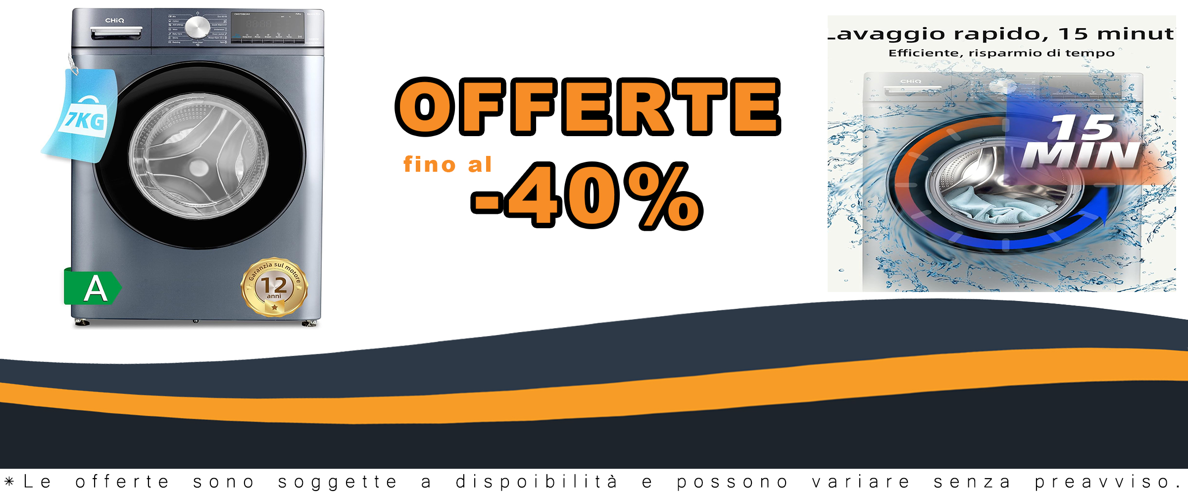 Lavatrice CHiQ CW075863AX 7 kg Slim con funzione vapore