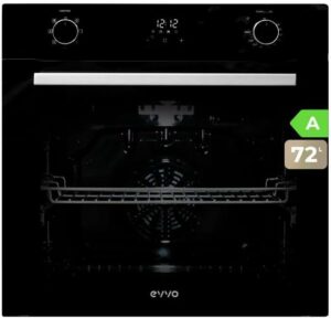 EVVO Forno elettrico da incasso H20, forno nero con efficienza energetica A, 77 litri  