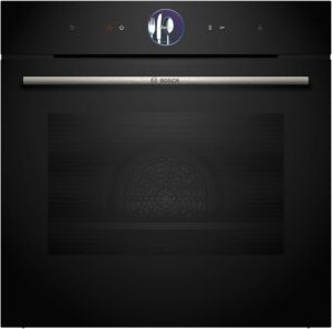 Forno Bosch HRG7764B1 Smarter iQ700 con funzione vapore, pirolisi e idrolisi, ideale per una cottura perfetta e pulizia facile.