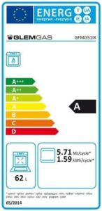 Forno da incasso GFMG51IX GLEM Gas con classe energetica A e design moderno