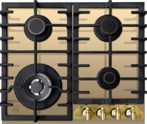 Set da cucina a gas Kaiser Empire avorio con forno da incasso e piano cottura in vetroceramica, ideale per ogni cucina moderna