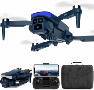 Drone pieghevole con telecamera 1080P, regolazione elettrica e LED blu  