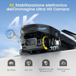 Drone DEERC D65 con Telecamera EIS 4K, GPS, e Gimbal a 2 Assi