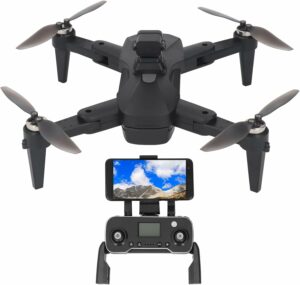 Drone pieghevole con doppia fotocamera 8K in azione  