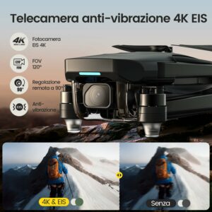 Drone Holy Stone HS175G con telecamera 4K in volo, evidenziando la qualità dell'immagine e le funzionalità avanzate  