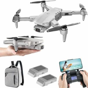 Drone 4K HD con GPS, pieghevole con telecamera a 120° e doppia batteria  