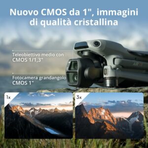 DJI Air 3S Combo Fly More, drone con grandangolare CMOS 1" e teleobiettivo medio, dotato di 3 batterie e rilevamento ostacoli omnidirezionale in notturna