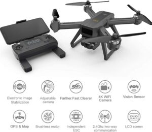 Drone Eis 4K con fotocamera UHD, GPS, motore brushless e ritorno automatico a casa.