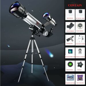 Telescopio rifrattore astronomico 70mm con treppiede in alluminio, adattatore per smartphone e ingrandimento 15X-150X, perfetto per adulti e bambini