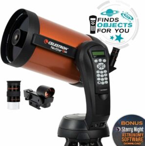 Celestron 11069 NexStar 8SE Telescopio Schmidt-Cassegrain con montatura automatica e tecnologia SkyAlign, colorazione nero/arancio.