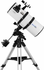 Telescopio astronomico Zoomion Genesis 200/800 EQ-4, ideale per adulti, adolescenti e principianti di astronomia, con montatura equatoriale e design riflettente.