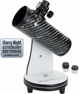 Celestron Firstscope 76 Dobsoniano contro uno sfondo stellato