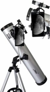 Telescopio Seben 76-700 con adattatore smartphone in azione sotto le stelle