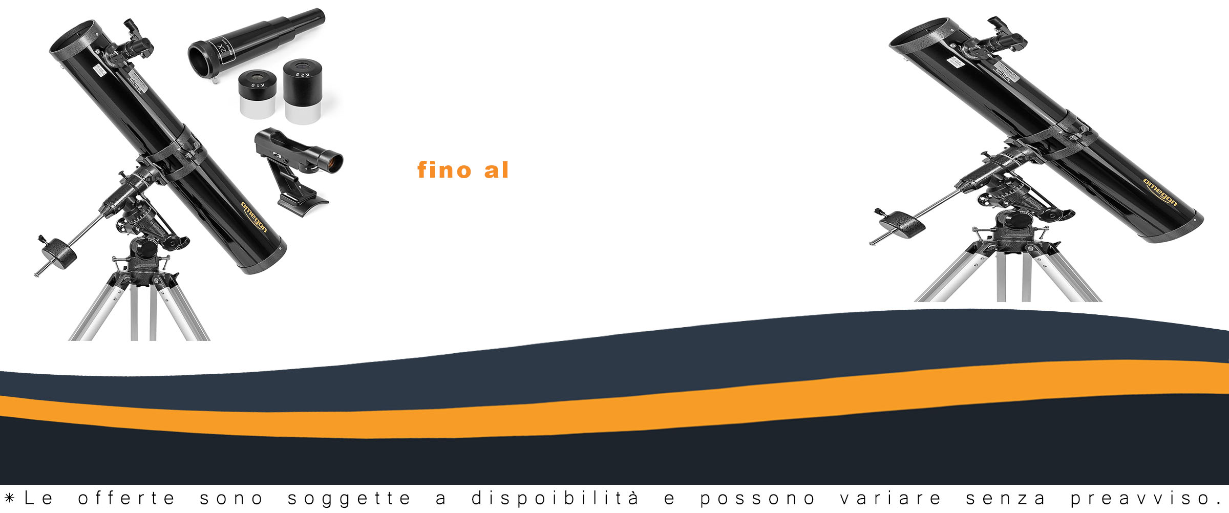 Immagine del Telescopio Omegon N 126/920 EQ-3 montato e pronto per l'osservazione notturna