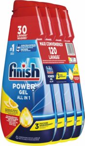 Finish Powergel Gel Detersivo per Lavastoviglie Liquido al Limone con 120 lavaggi, confezione da 4 x 30 lavaggi