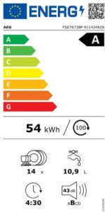 AEG FSE76738P Lavastoviglie Integrabile con Asciugatura AirDry e Braccio Irrigatore Satellite