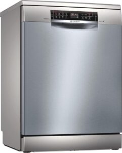 Lavastoviglie Bosch SMS6ZCI49E in inox, silenziosa e ad alta capacità, ideale per famiglie di medie dimensioni.