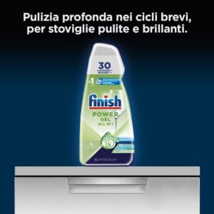 Finish Powergel Detersivo Lavastoviglie 0%, ideale per una pulizia profonda senza profumo, in formato da 210 lavaggi.